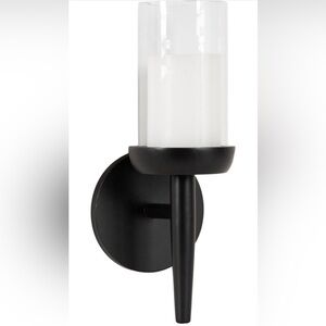 Kate and Laurel Shae Wooden Wall Sconce, 5 × 5 x 13, Black Candle Holder, New